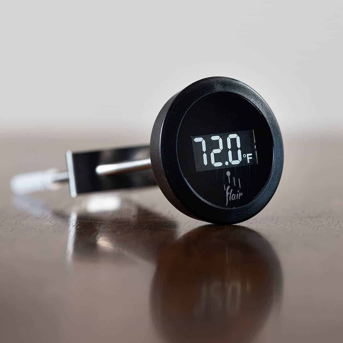 Flair digital thermometer for milk steaming