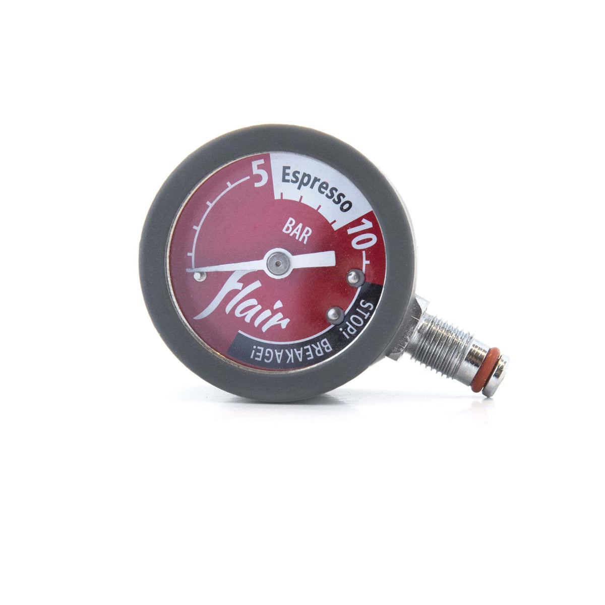 Flair Pressure Gauge with red gauge face on a white background