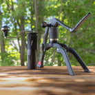 Outdoor photo of the Travel Kit for the Flair 2GO featuring the Royal hand grinder.