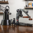 The Electric Steam Kit for the Flair 49 PRO manual espresso maker includes the eWizard Milk Steamer and the Flair Milk Pitcher.