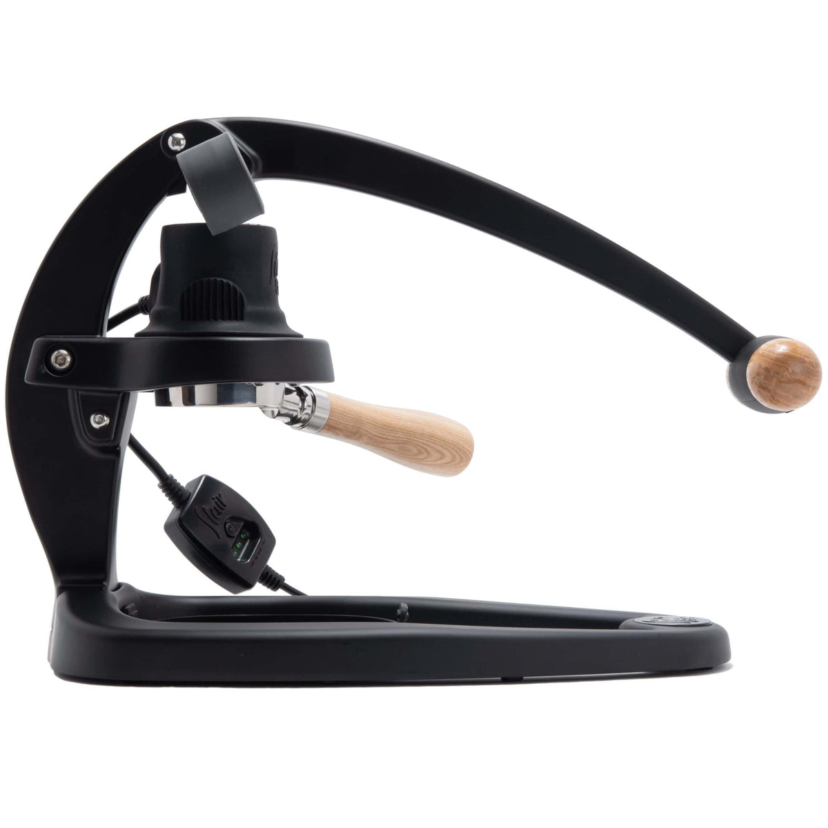 Flair 58 manual espresso maker from the side on a white background
