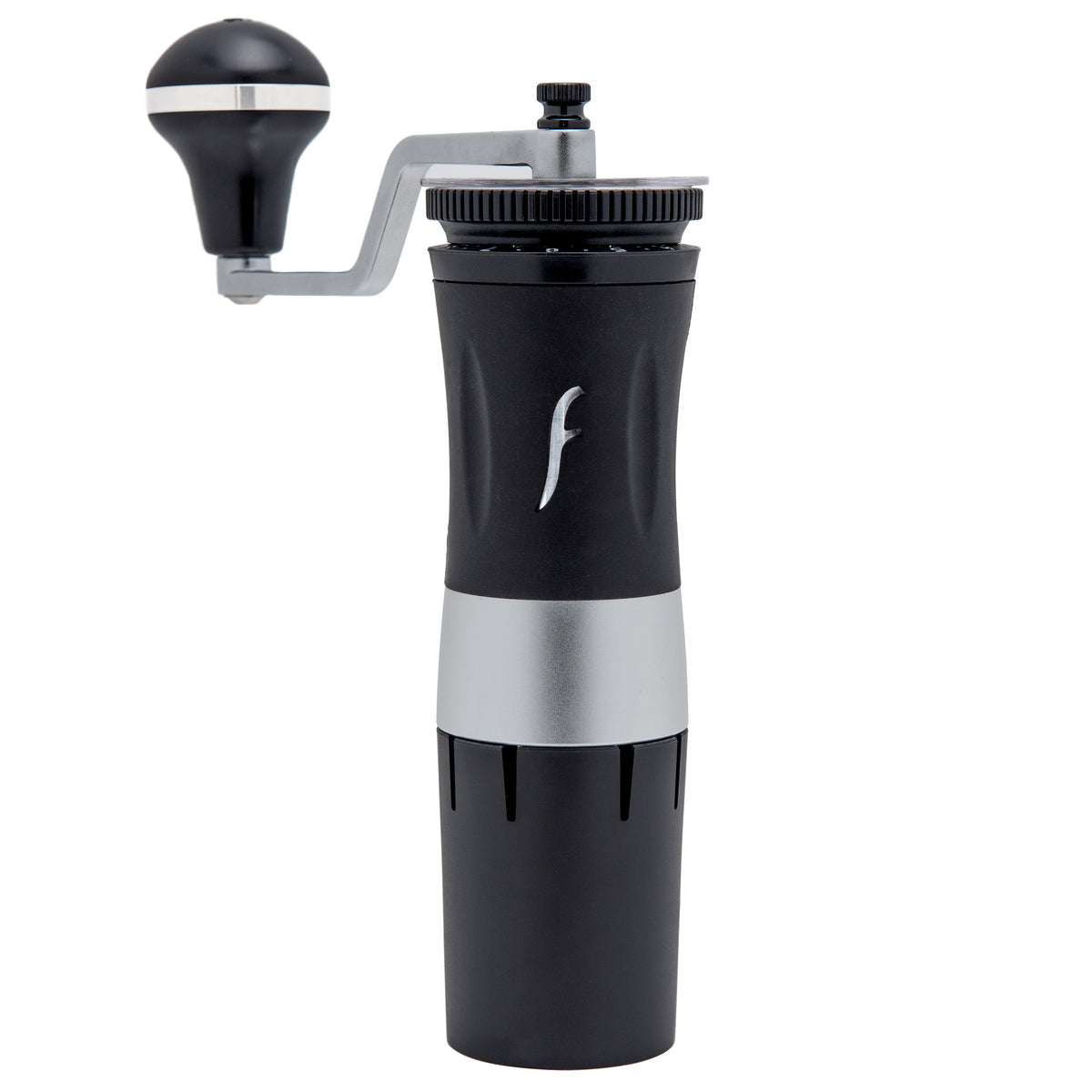 Flair Royal hand grinder with the metal body on a white background